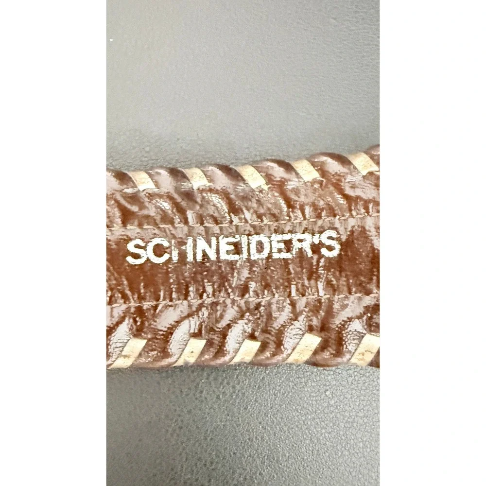 Schneider's Brown Leather Whipstitch Belt Sterling Silver Accents Size 32‎ Rodeo